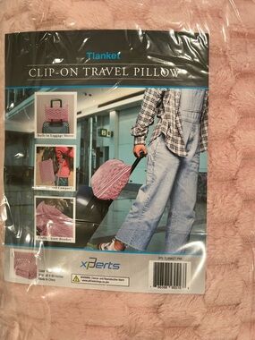 Clip-On Travel Pillow & Blanket Set - Light Pink